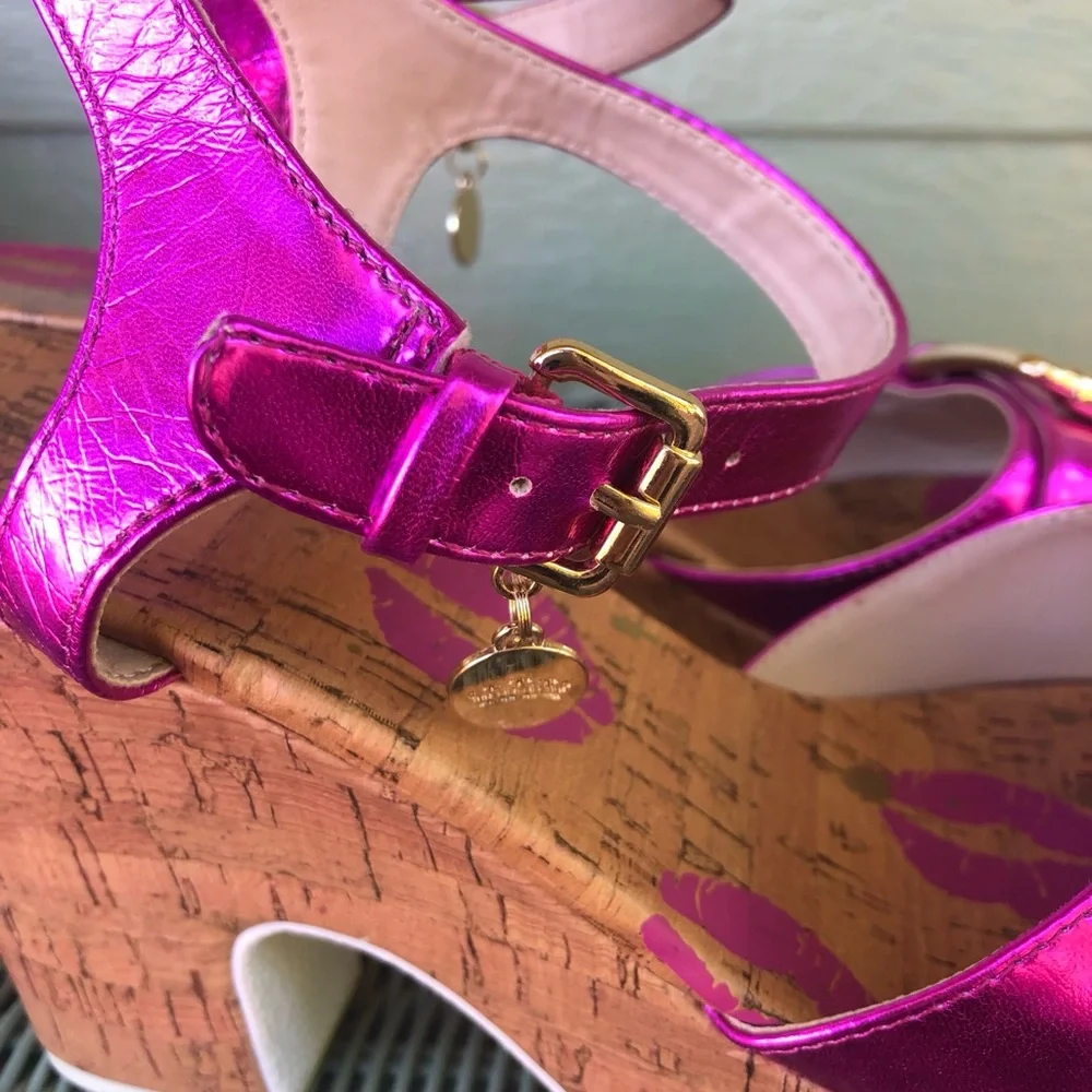 Juicy Couture Metallic Hot Pink Platform Sandals
